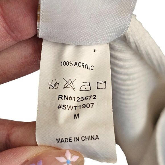 Northern Angel White Brown Black Bat Wing Sweater Sz M - Picture 5 of 6